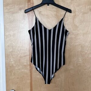 Gaze Black and White Striped Bodysuit